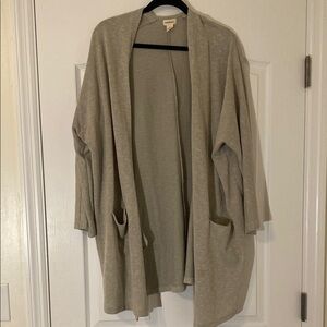 DONNI Open Front Longline Cardigan One Size Textured Ribbed Anthropology